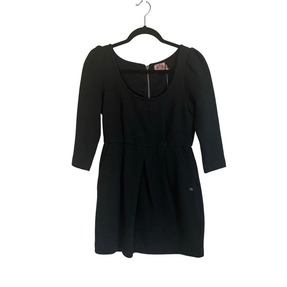NWT Juicy Couture Black Coco Pleated Dress Mini Dress Pockets Size Small